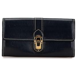 Louis Vuitton-Louis Vuitton Utah Portefeuille Sarah Long Wallet-Black,Navy blue