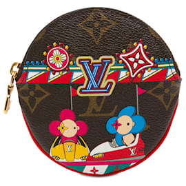 Louis Vuitton-Louis Vuitton Brown Monogram Vivienne Christmas Animation Bumper Cars Round Coin Purse-Brown