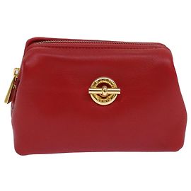 Céline Pochette en cuir rouge doré Auth bs16782 Rouge Doré