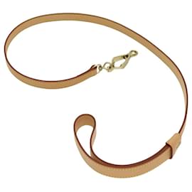 Louis Vuitton-LOUIS VUITTON Less Baxter MM Dog Leash Leather Beige M58051 LV Auth 86281-Beige