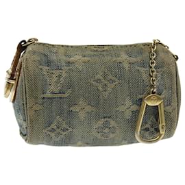 Louis Vuitton-LOUIS VUITTON Monogram Denim Trousse Speedy Pouch Blue M95082 LV Auth 83750-Blue
