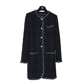 Chanel Rare Paris / Edinburgh Tartan Coat Navy blue