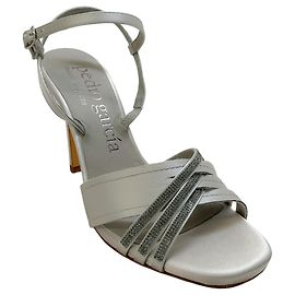 Pedro Garcia Silver Sandals With Crystals Silvery