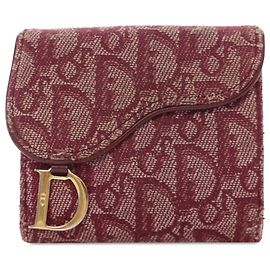 Red Dior Oblique Saddle Compact Wallet Red