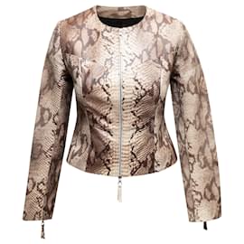 Dolce & Gabbana-Beige Dolce & Gabbana Snakeskin Zip Jacket Size US XS/S-Beige