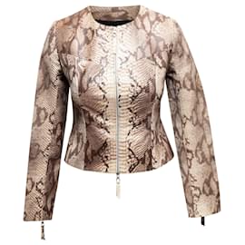 Dolce & Gabbana-Beige Dolce & Gabbana Snakeskin Zip Jacket Size US XS/S-Beige