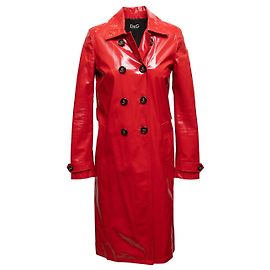 Abrigo de vinilo rojo D&G de doble botonadura, talla IT 38 Roja