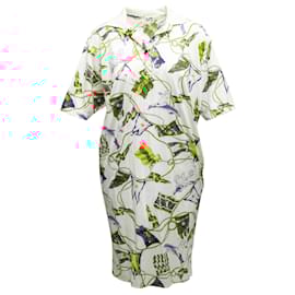 Hermès-Vintage White & Multicolor Hermes Flag & Cherub Print Polo Dress Size US M-White