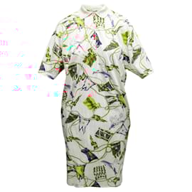Hermès-Vintage White & Multicolor Hermes Flag & Cherub Print Polo Dress Size US M-White