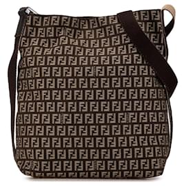 Fendi-Brown Fendi Zucchino Canvas Crossbody-Brown