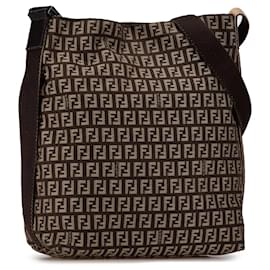 Fendi-Brown Fendi Zucchino Canvas Crossbody-Brown