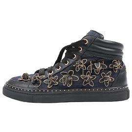 Baskets de sport hautes fleuries Dsquared2 noires x dorées en taille 37 EU Rouge