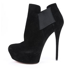 Casadei Black Suede Platform Ankle Boots - Size 38 EU Black