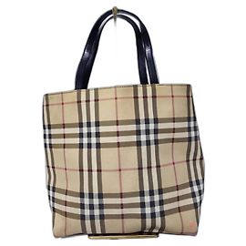 Burberry Brown House Check Tote Bag Black/Beige Blue Beige