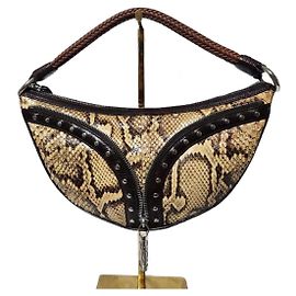 Bolsa de pele de cobra com tachas VERSACE Marrom/Bege Marrom Bege