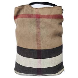 Burberry Canvas Mega Check Medium Ashby Hobo Saddle Bag Braun/Beige Beige Kamel