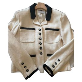 CHANEL VINTAGE CC LOGO BUTTON BLAZER JACKET FR40 White