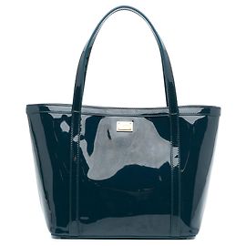 Bolsa tote de couro patente azul Dolce & Gabbana Azul Azul marinho