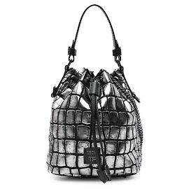 Borsa a secchiello in pelle con stampa coccodrillo metallico argento Tom Ford Altro