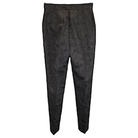 Dolce & Gabbana-Dolce & Gabbana Floral Brocade Slim Trouser Pants in Black Polyester-Black