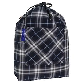 BURBERRY Nova Check Blue Label Drawstring Bag Pouch Nylon Navy Auth ti1925 Navy blue