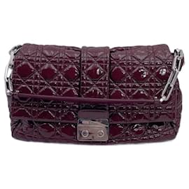 Dior-New Lock Flap Bag Cannage Quilt Patent Medium Red-Red