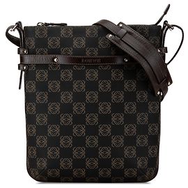 LOEWE Borsa a tracolla in tela nera con anagramma Nero