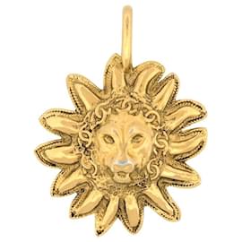 VINTAGE CHANEL PENDANT LÖWENKOPF & CC-LOGO GOLDMETALL-HÄNGER SCHMUCK Golden