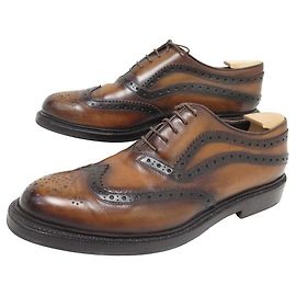 BERLUTI JAMES ELLIPSE 8 42 BLUMENSPITZE LEDERSCHUHE + SCHUHSPANNER Braun