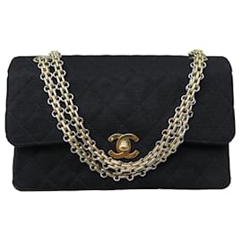 Chanel-VINTAGE CHANEL CLASSIC TIMELESS SMALL JERSEY PM HANDBAG PURSE-Black