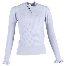 Erdem Bea Rollkragen-Rippstrickpullover aus hellblauer Merinowolle Blau Hellblau