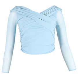 Self portrait Self-Portrait Jersey Crossover Top in Light Blue Polyester Blue Light blue