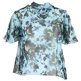 Erdem Caprice Bluse aus georgette mit floralem Druck in hellblauer Seide Blau Hellblau
