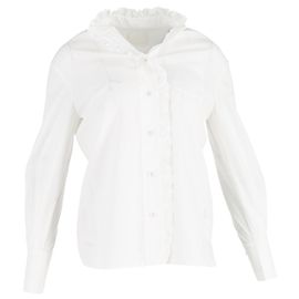 Camisa de botones Erdem con volantes en algodón blanco Blanco Crudo