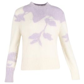 Suéter Erdem Salma em mohair creme e roxo Branco Cru