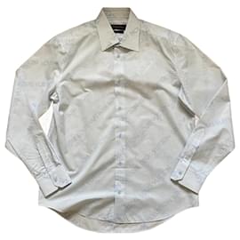Camicia Louis Vuitton Monogramma in cotone bianca e blu Bianco Blu