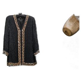 Autre Marque Giacca lunga in seta con paillettes nera Nero