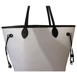 Bolsa Neverfull Louis Vuitton em couro Epi Branco
