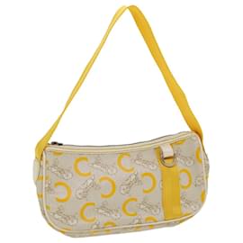 Céline-CELINE C Sulky Hand Bag Coated Canvas Silver Beige Auth 85696-Silvery,Beige