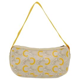 Céline-CELINE C Sulky Hand Bag Coated Canvas Silver Beige Auth 85696-Silvery,Beige