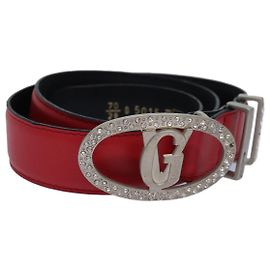 VERSACE Gürtel Leder Metall 26,4""-28,3"" Rot Auth bs16788 Rot