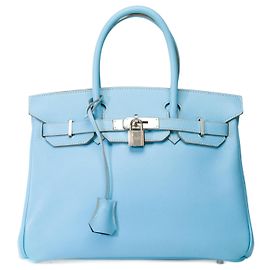 Hermès HERMES Birkin 30 Bag in Blue Leather - 102089 Blue