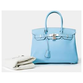 Hermès-Sac HERMES Birkin 30 en Cuir Bleu - 102089-Bleu