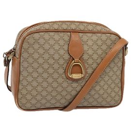 Céline CELINE Macadam Canvas Shoulder Bag Beige Gold Auth yk14240 Beige Golden