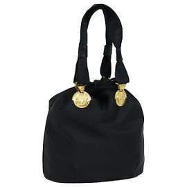 VERSACE Tote Bag Nylon Black Auth bs16730 Black