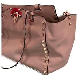 Bolsa de mão Valentino Garavani em couro bege Bege
