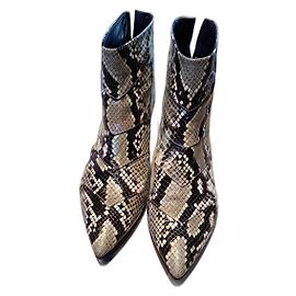 Autre Marque Bottines en cuir vernis imprimé python vert sauge et noir 38 Imprimé python