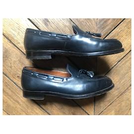 Joseph Fenestrier-TEAL GREEN LOAFERS WITH TASSELS-Dark green