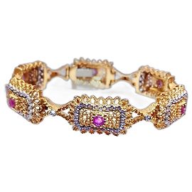 Autre Marque 18k gold bracelet + ruby and vintage diamonds Red Silver hardware Gold hardware