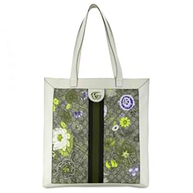 Gucci-Gucci White GG Supreme Flora Ophidia Tote-Other